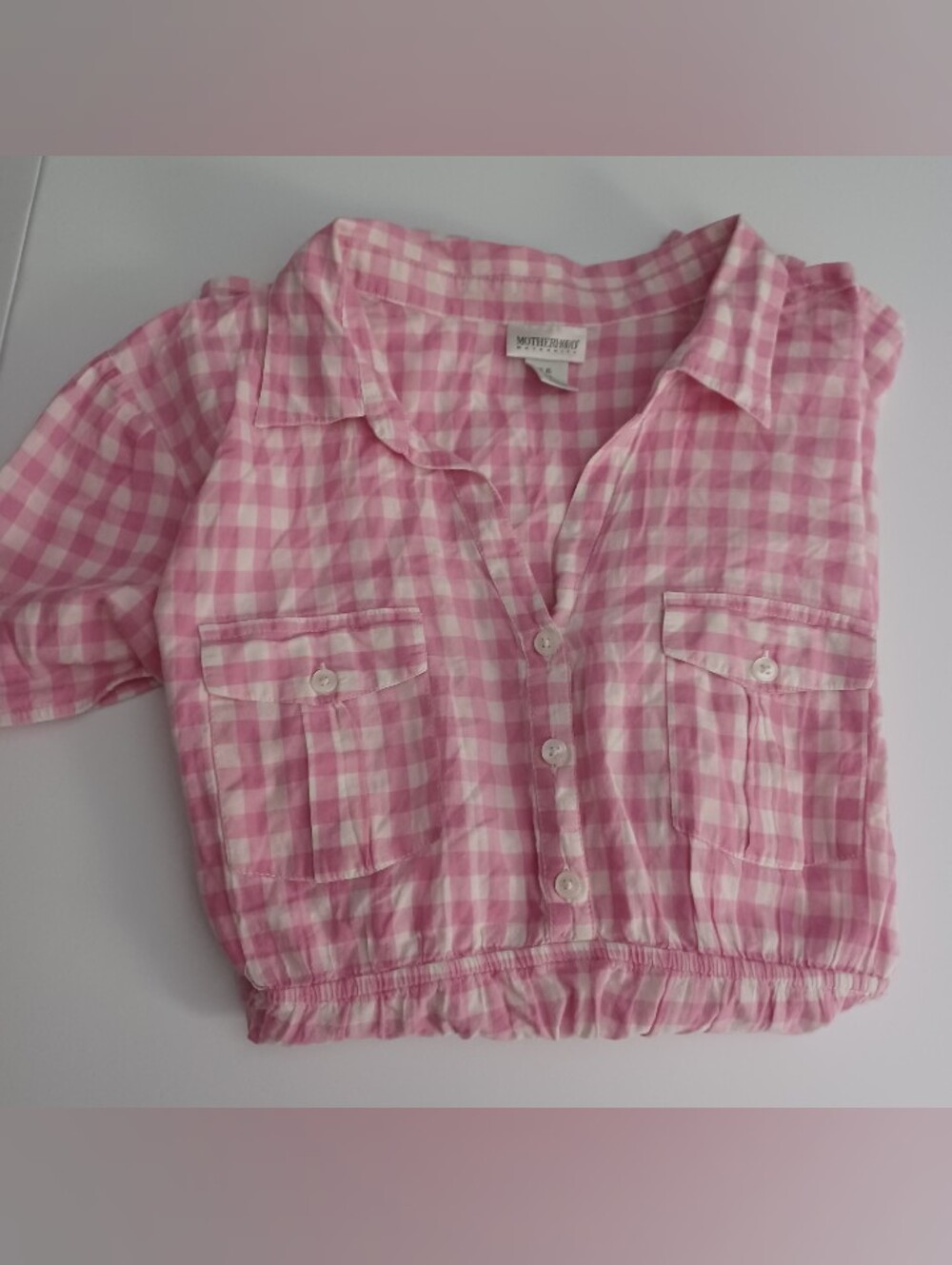 Motherhood Maternity Ghingham Peplum Blouse Sz XL